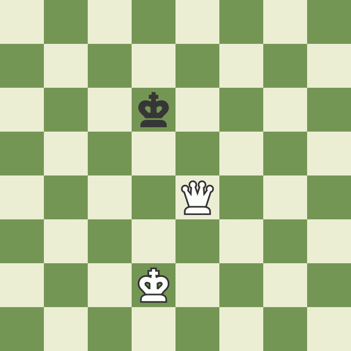 Animation of moving the Queen using Knight Opposition to force the opponents King into a corner.